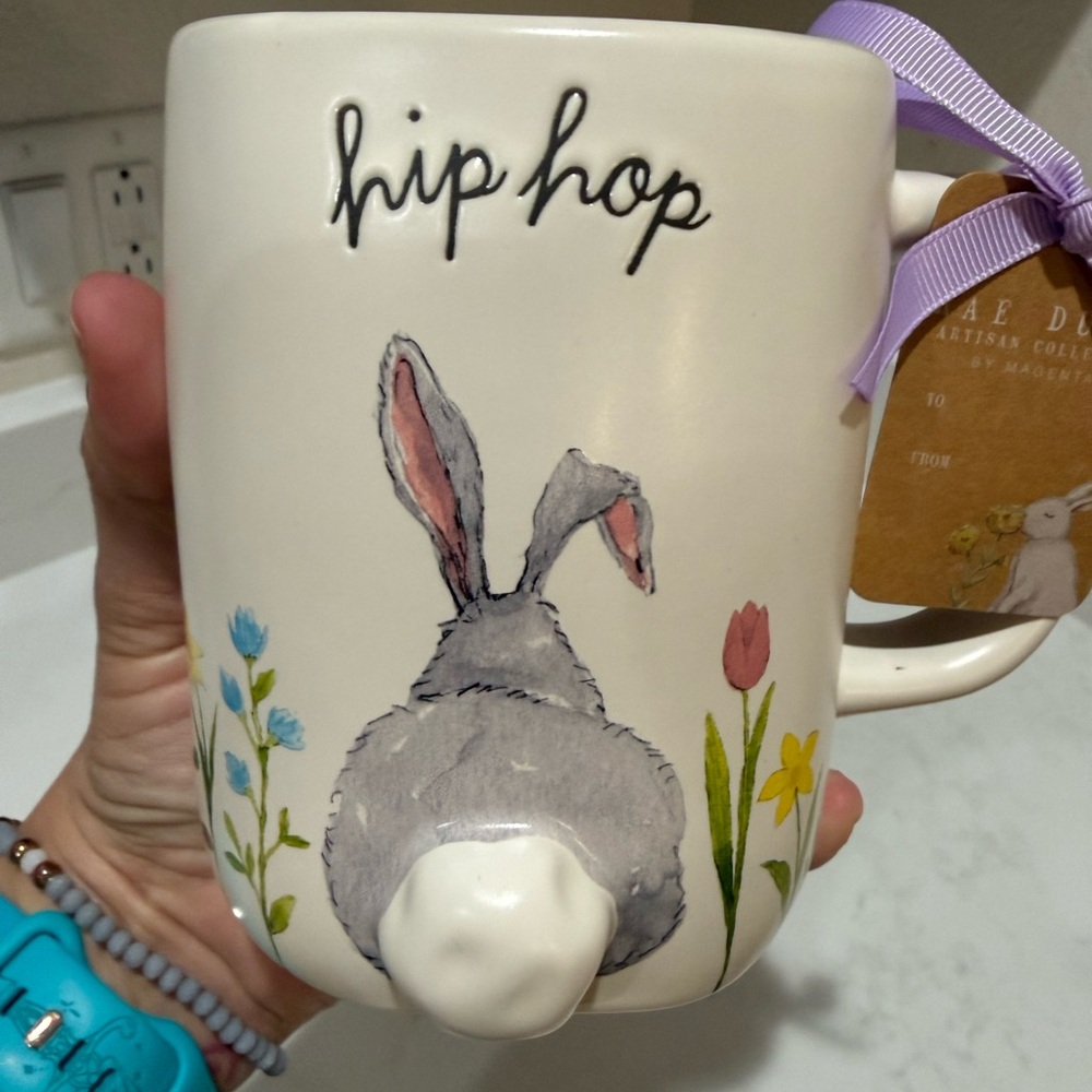 Rae Dunn Hip Hop Bunny Mug with Floral Design - Picture 7 of 9